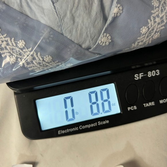 Orange Creek LA Embroidered Babydoll Prairie Blouse Cottagecore Blue White Sz Sm - Picture 11 of 11